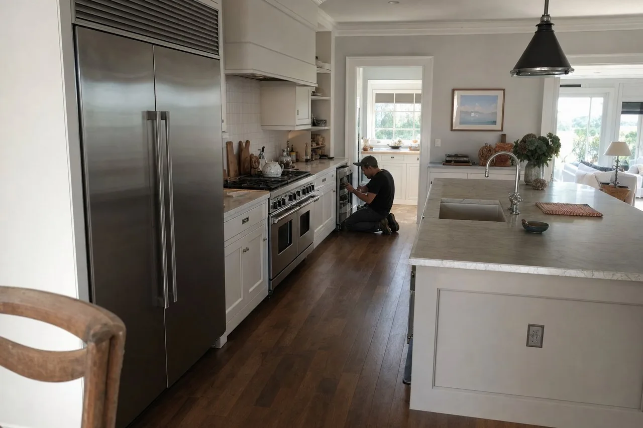 A luxury Bedford kitchen with built-in Sub-Zero and Wolf appliances