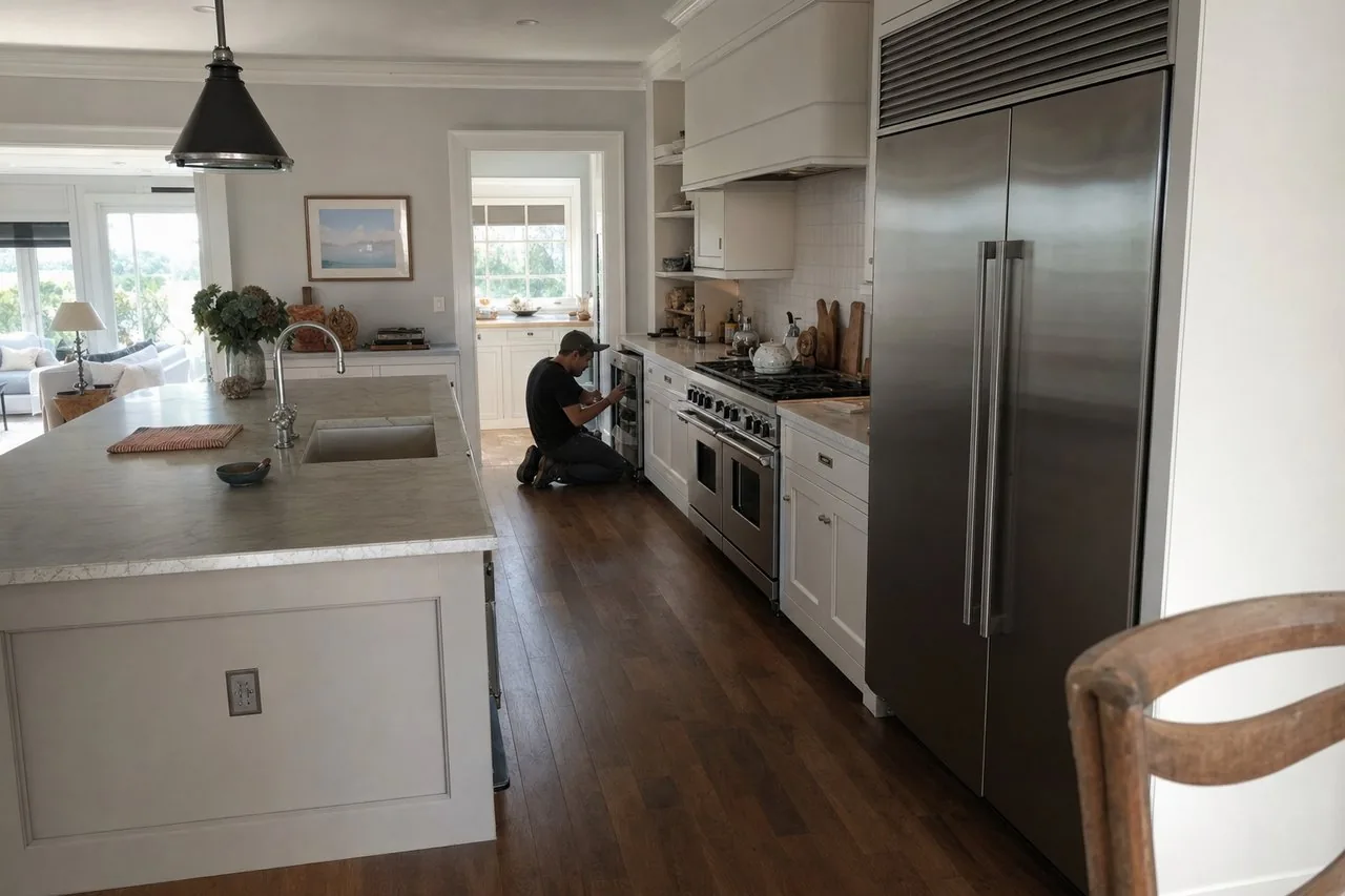 A luxury Bedford kitchen with built-in Sub-Zero and Wolf appliances
