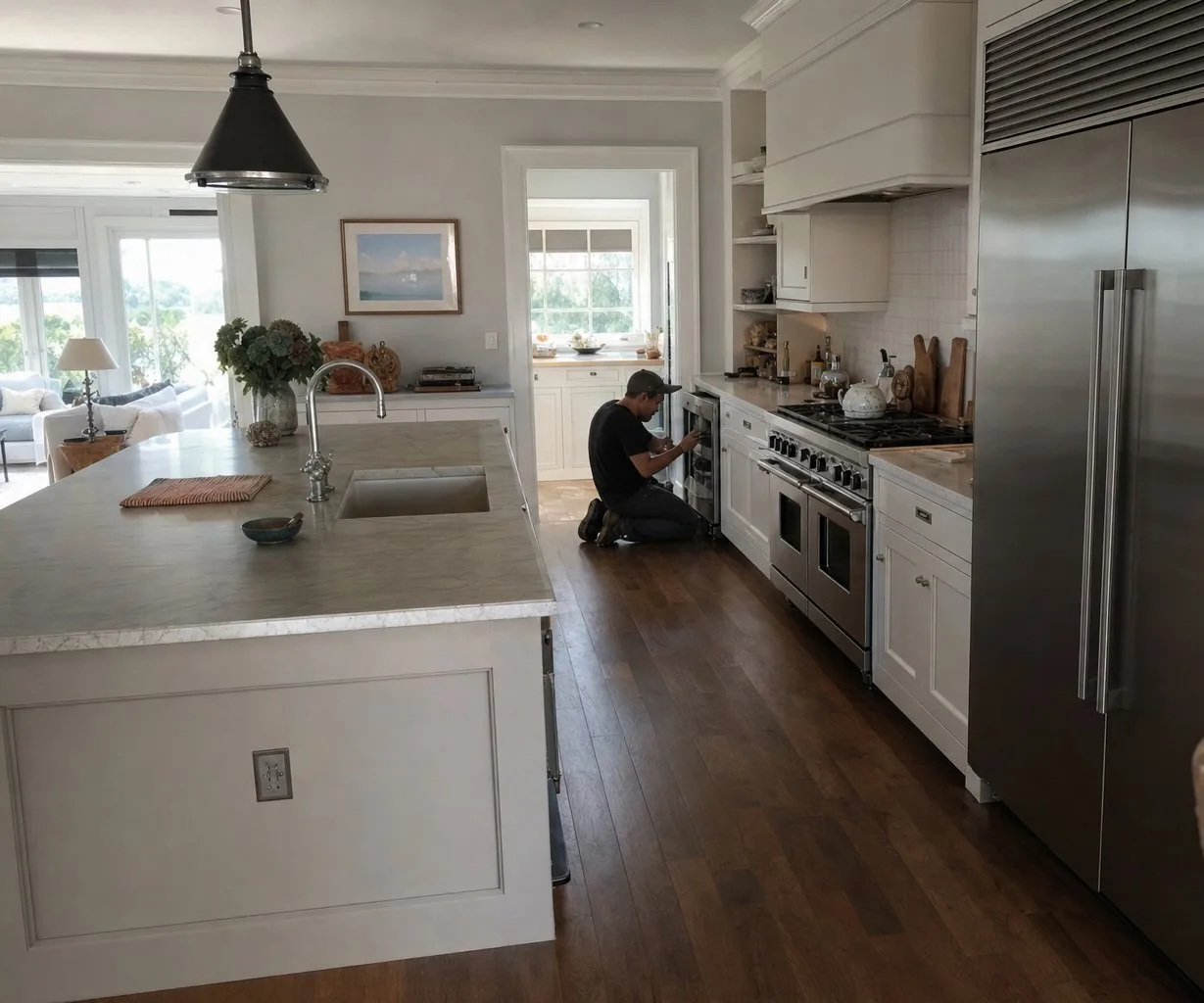 A luxury Bedford kitchen with built-in Sub-Zero and Wolf appliances