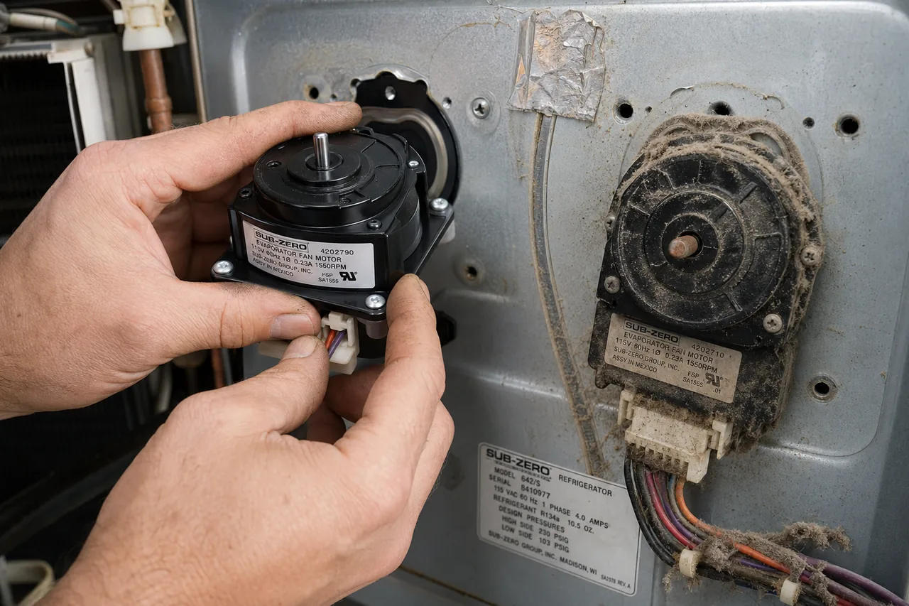 Close-up of an OEM appliance part replacement