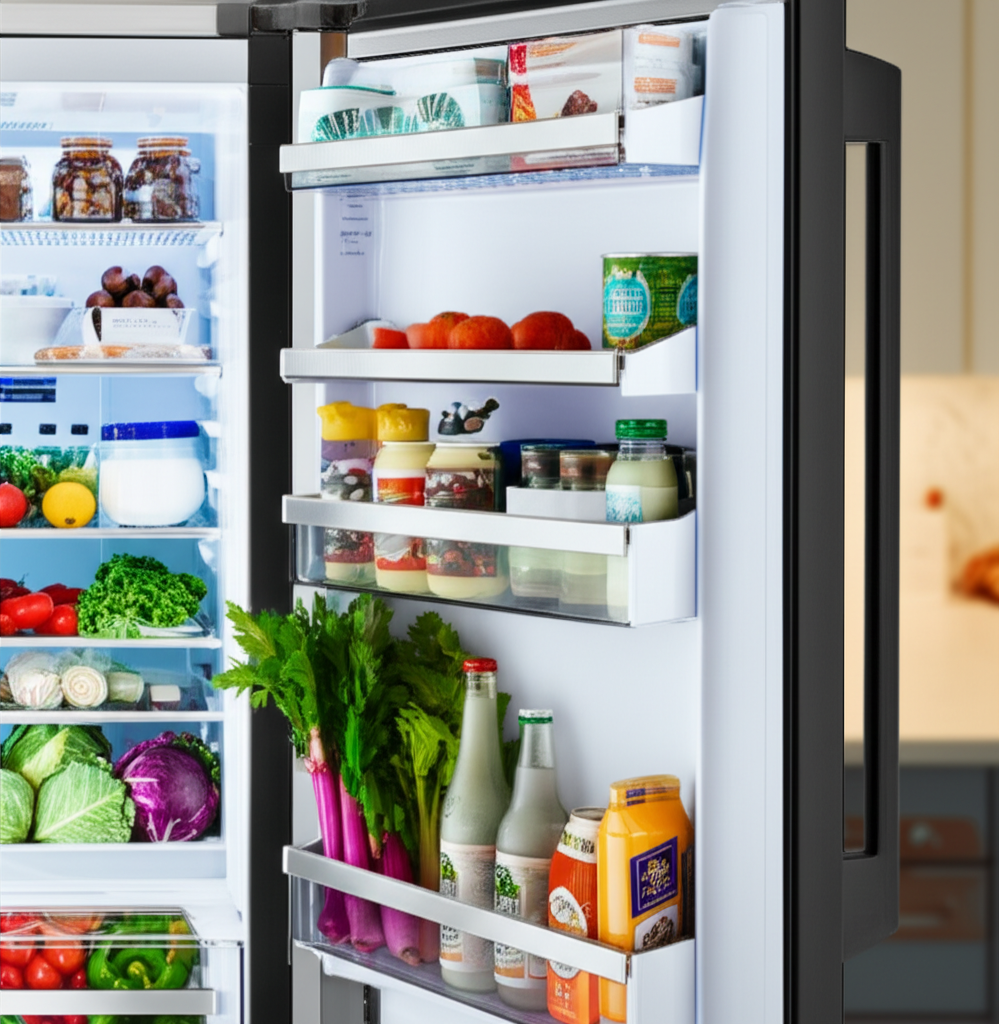 Sub-Zero refrigerator interior with fresh produce